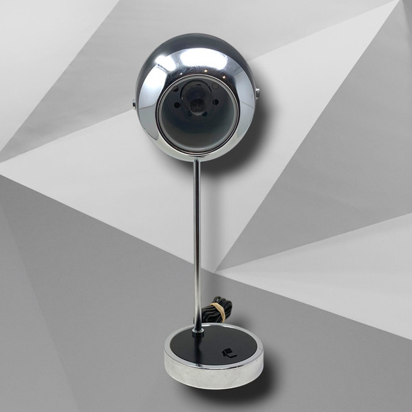 Vintage Hamilton Industries H-7 Eyeball Orb Desk Lamp Light Black Chrome MCM - Picture 2 of 9